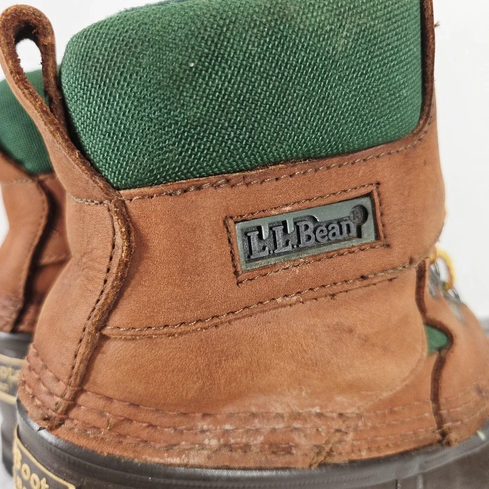 LL Bean Bean Boots Mens 8M Brown Green Duck G Force Compound Outdoor Waterproof